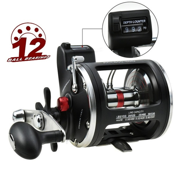 Trolling Fishing Reels Line Counter Conventional Level Wind