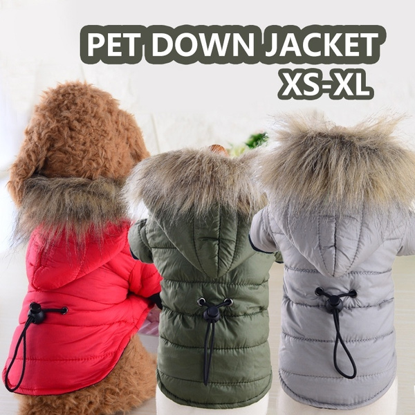 Dog jacket hotsell with fur hood