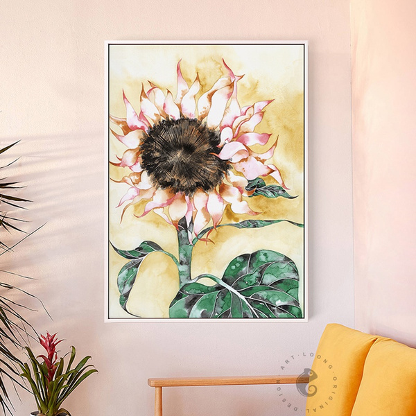 Sunflower Flower Painting on Canvas Kids Wall Art Kids Room Decor