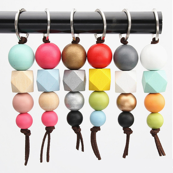 Wooden on sale bead keyring