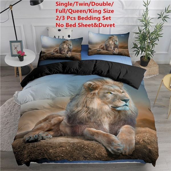 Lifelike Lion Printed 3d Animal Bedding, Lion King Bedding Double