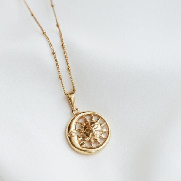 fashion sun moon necklace female 
