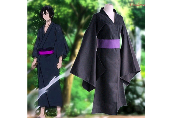 New Noragami Yato Black Kimono Yukata Summer Matsuri Cosplay Costume clothing