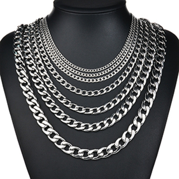 50cm 70cm Stainless Steel Silver Tone Chain Cuban Curb Mens Necklace 3 5 7 9 11mm Wish 50cm 70cm Stainless Steel Silver Tone Chain Cuban Curb Mens Necklace 3 5 7 9 11mm Wish