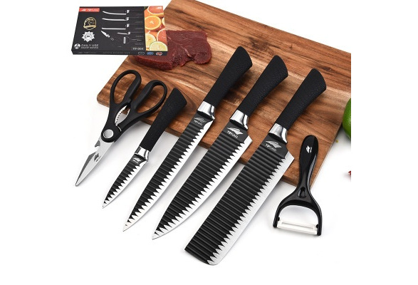 6 Piece Black Knife Set with peeler – Diva Gift