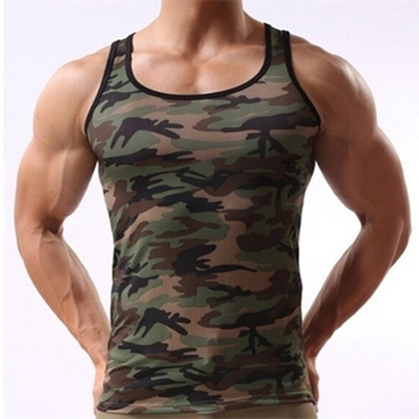 Military Style Men Vest Camouflage Tank 