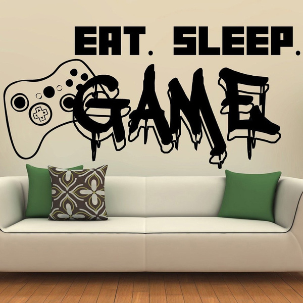 Gamer Wall Decal Eat Sleep Game Controller Video Game Wall Sticker