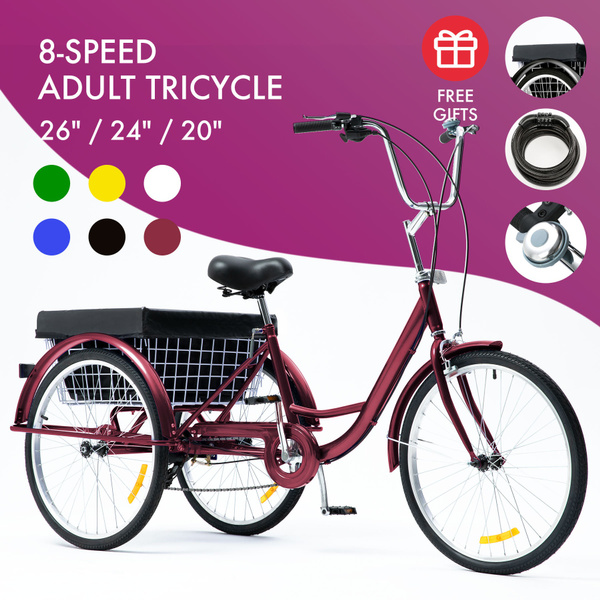 Details about   26"-Adult Tricycle Trike W/Large Size Basket & Gift for Shopping & Outing USA 