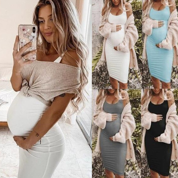 Summer Maternity Dresses Sleeveless Clothes Pregnant Women Elegant