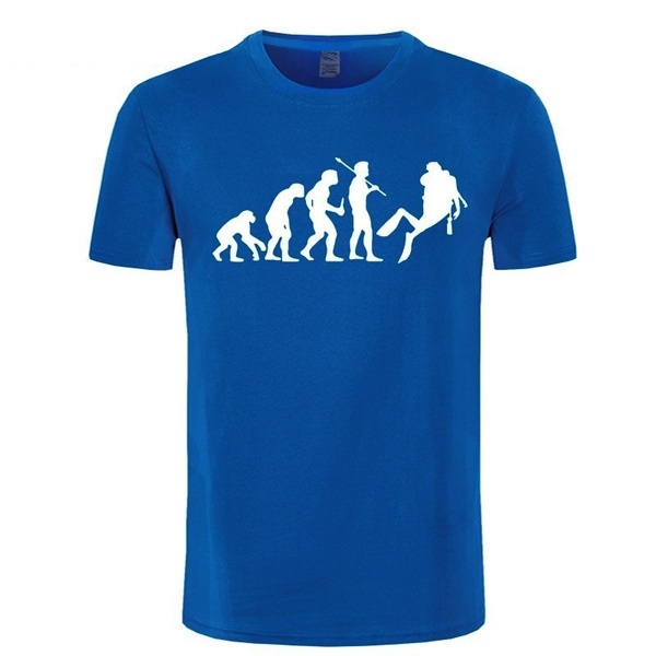 Fashion Human Evolution Scuba Diver T-shirt Funny Dive Diving Evolution T  Shirts Cotton Short sleeves | Wish