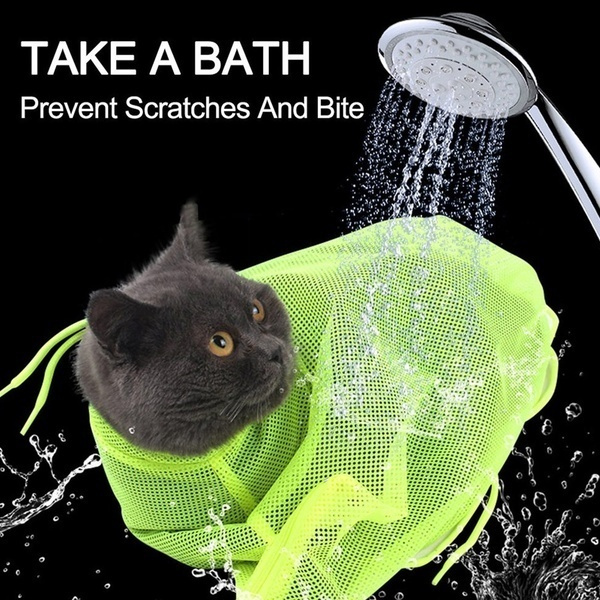 Cat Grooming Bath Bag Mesh Cat Washing Bag Biting Restraint for Pet Bathing Nail Trimming