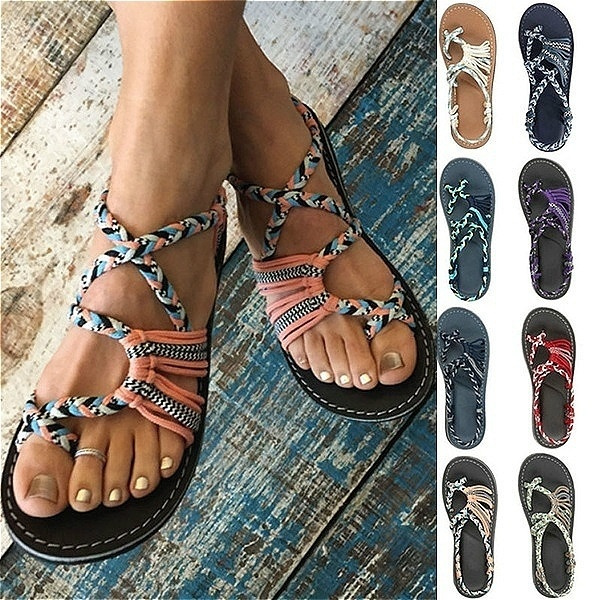 Arshek Cute Beach Sandals for Women Trendy Women's Braided Slide Sandals  Open Toe Two Strap Slip On Flat Casual Summer Shoes : Amazon.ca: Clothing,  Shoes & Accessories