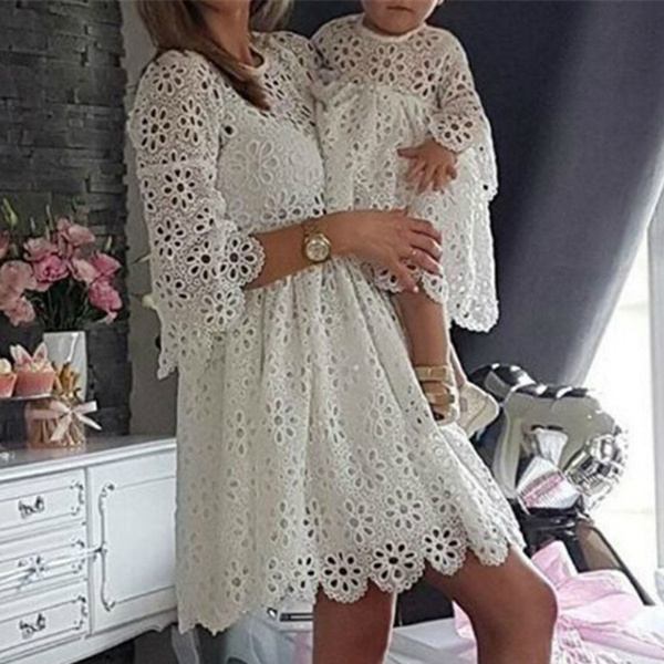 Mum Baby Girl Party Clothes Fashion Family Matching Dress 