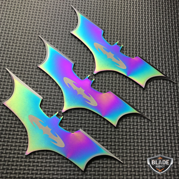 3PC Batman Dark Knight Kunai Throwing Knife Fixed Blade Set Wish