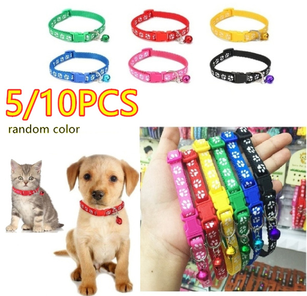 5 10pcs Cat Dog Collar With Bell Adjustable Buckle Dog Collar Cat Puppy Pet Supplies Accessories Small Dog Chihuahua Wish