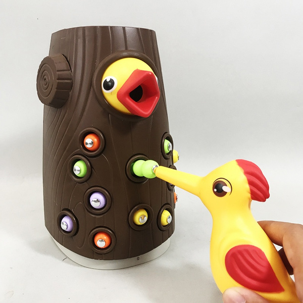 Early Education Magnetic Hungry Woodpecker Catch Insects Toy Sensory Games 