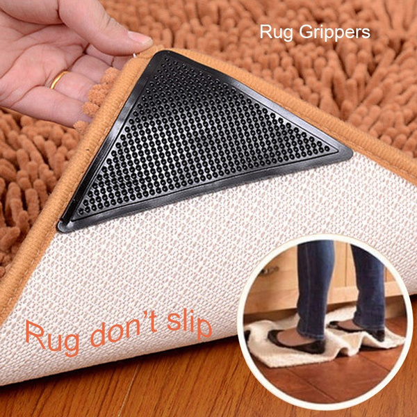 Practical 4/8 Pcs Silicone Reusable Washable Ruggies Rug Carpet Mat Grippers  Non Slip Grip Corners Pad Bathroom Kitchen