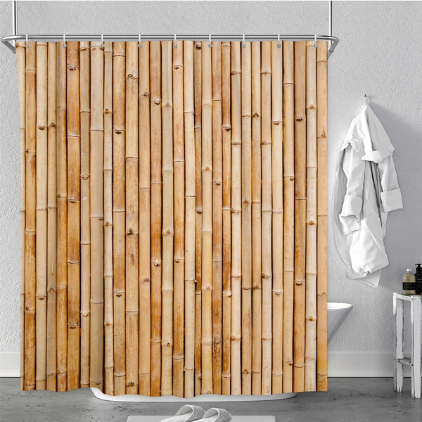 Nature Golden Bamboo Stripe Background, Bamboo Shower Curtains