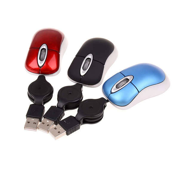 Mini wired mouse USB retractable optical mouse free drive office gaming mouseJ7 