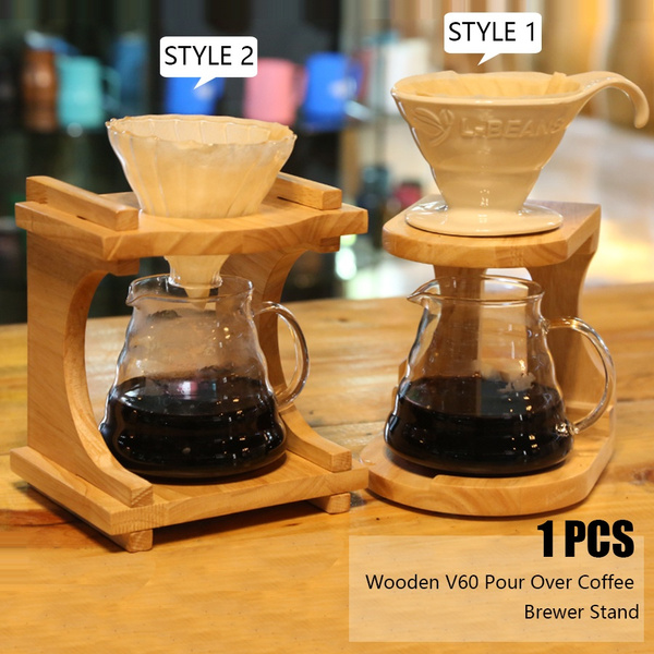 Wooden Pour Over Coffee Brewer Stand 