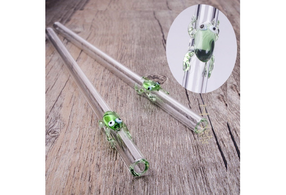 Cute 20cm Handmade Glass Drinking Straws With Frog, Clear, Straight,  Heat-resisting, Reusable Funny Drinking Straw for Party Home Use