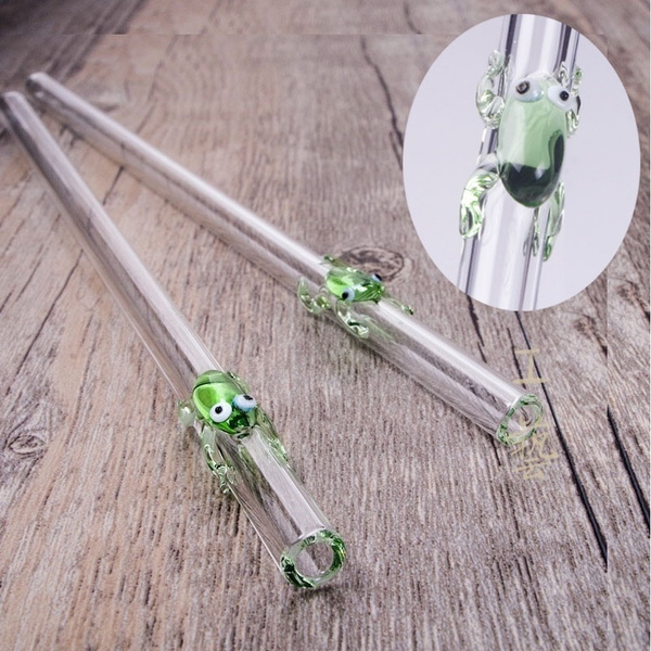 Cute 20cm Handmade Glass Drinking Straws With Frog, Clear, Straight,  Heat-resisting, Reusable Funny Drinking Straw for Party Home Use