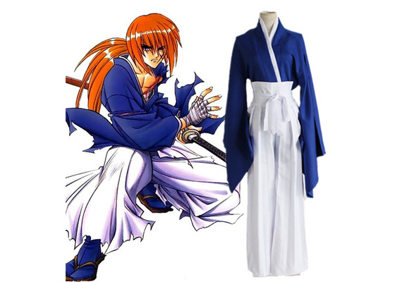 Anime Rurouni Kenshin cos HIMURA KENSHIN Cartoon Halloween Party Cosplay  Man Woman Cosplay costume Japanese blue red kimono - AliExpress