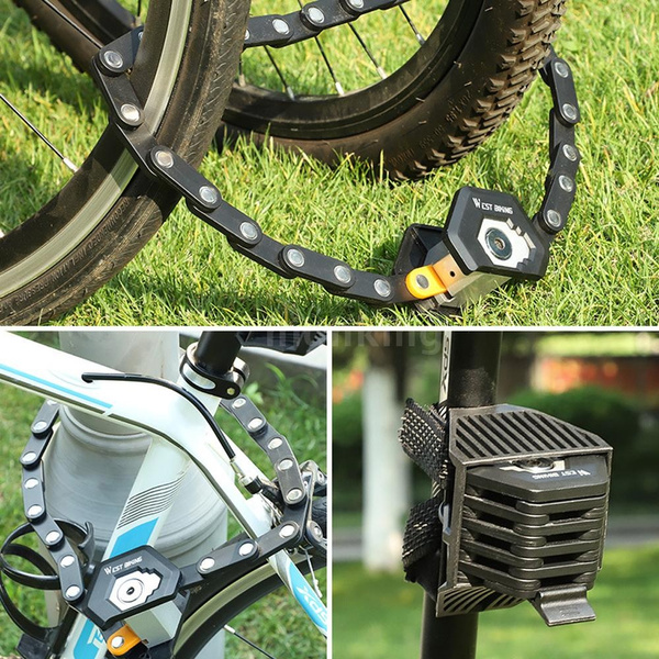 Foldable Bike Lock Chain With 3 Keys Anti-Theft Strong Security Bicycle Bracket
