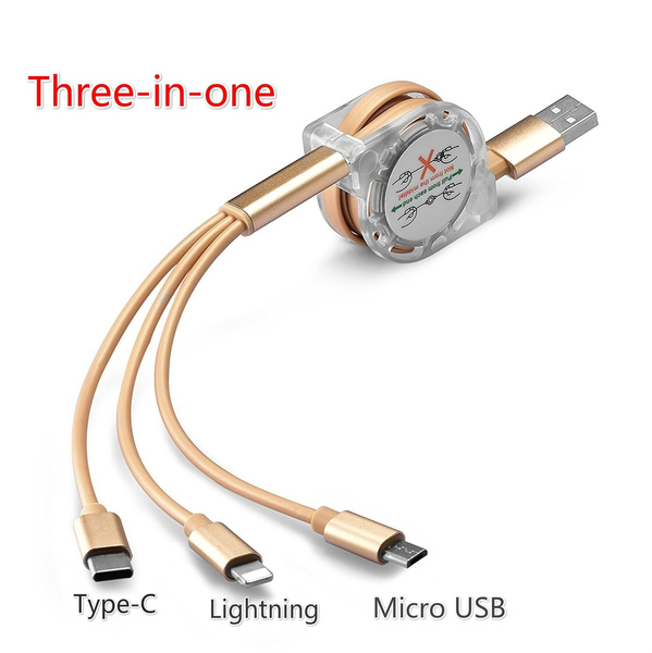 3 in 1 Multi USB Retractable Charging Cable (Type-C Lightning & Micro)