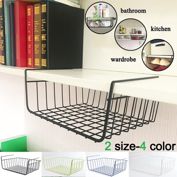 Kitchen Bathroom Storage Under Shelf Wire Rack Cabinet Basket Organizer Holder Wish