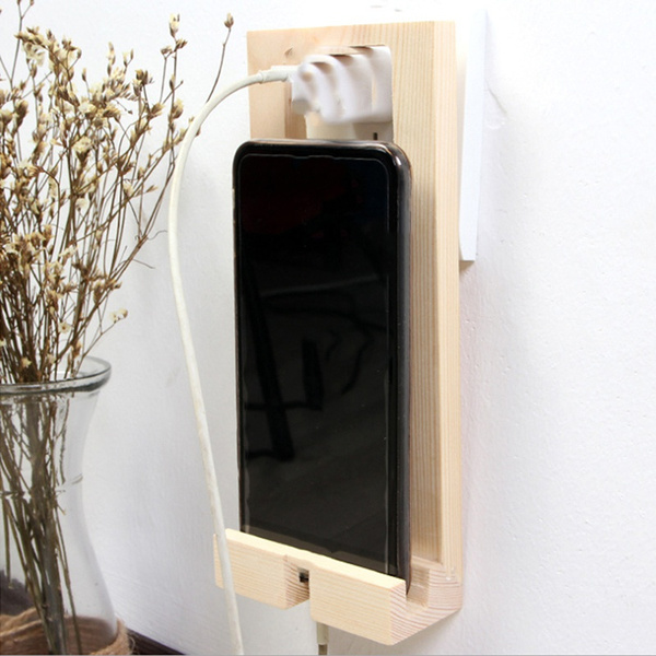 Mobile Phone Holder Wall Mount Bracket Wooden Stand Portable For Charging Rack Shelf Wish - Wall Socket Cell Phone Holder