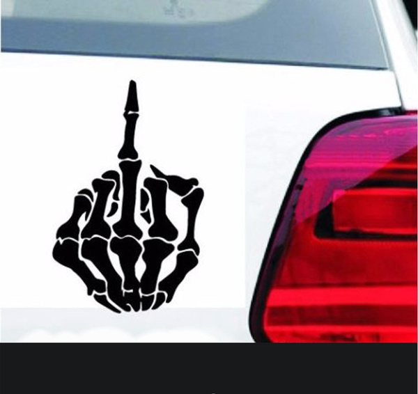 1PC car sticker skull middle finger design DIY reflective auto decal stickers DS