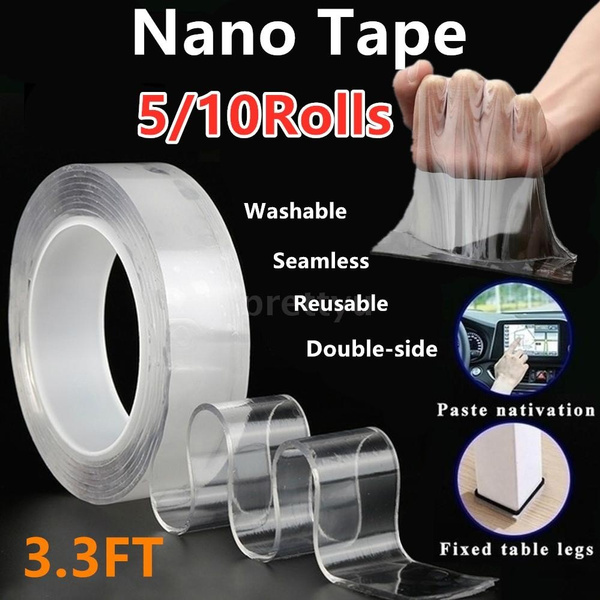Nano Tape Roll Double Sided Adhesive Tape 3.3 Foot Traceless Washable Nano  Tape Stick Grip Gel Reusa