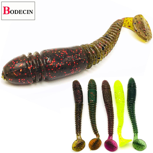 5PCS Soft Silicone Lure Rubber Worm Grubs T Tail Artificial Bait Suit For  Fishing Baits Shad Wobblers Salt Smell Swimbait