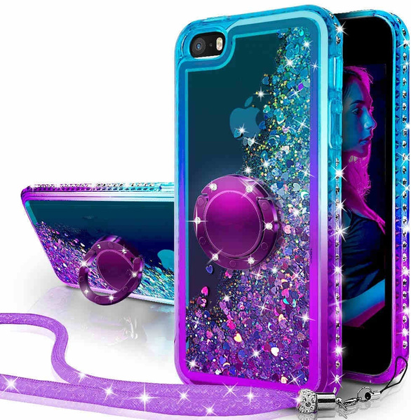 Iphone Se Case Iphone 5s 5 Case Girls Women Bling Diamond Moving Liquid Sparkle Glitter Case With Kickstand Case For Apple Iphone Se Wish