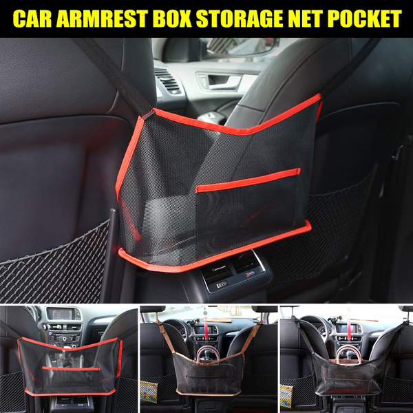 Car Net Pocket Handbag Holder,Seat Back Net Bag,Barrier of Backseat Pet Kids Upgrade, Black Driver Storage Netting Pouch,Cargo Tissue Purse Holder Pocket 