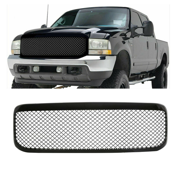 For 1999-2004 Ford F250/F350/F450 Gloss Black Mesh Front Bumper Grill  Grille ABS