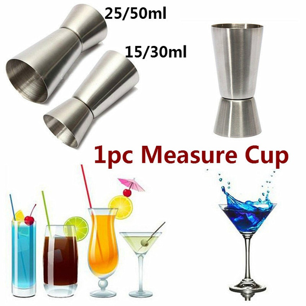 Stainless Steel Cocktail Shaker Measure Cup Dual Shot Drink Spirit