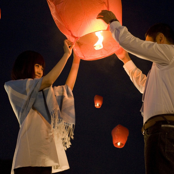 60 Paper Chinese Lanterns Sky Fly Candle Lamp for Wish Party Wedding US seller 