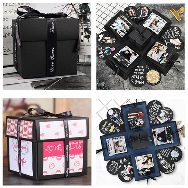 Amazon.com: Explosion Box Gifts,Love Memory Photo Box with 4 Faces,Creative  Album Surprise Album Sticker Box for Wedding Anniversary,Birthday,Valentine's  Day,Marriage Proposals(Black) : Home & Kitchen