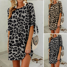 Mini, Plus Size, Dress, Leopard