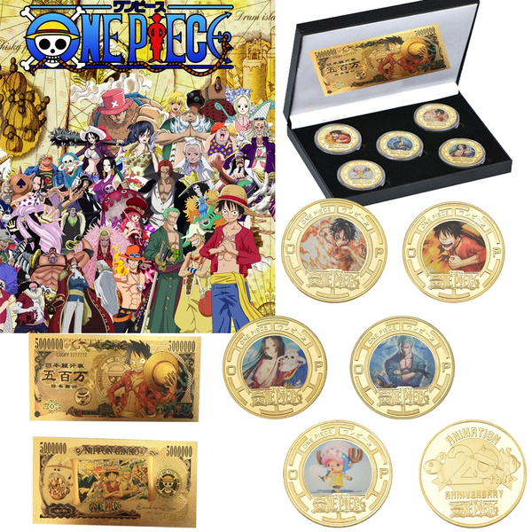 ONE PIECE Gold Plated Coin Collectibles with Box Japanese Challenge Coins Anime Coin Original Gifts for Men Dropshipping