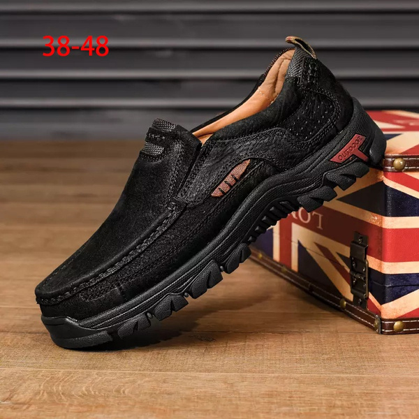 Hot Sale Genuine Leather Shoes Men Comfortable First Layer Cowhide Sneakers  Men Breathable Non-Slip Casual Shoes Big Size 38-50