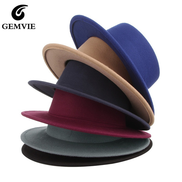 Felt Wide Brim Fedora Gambler Hat 