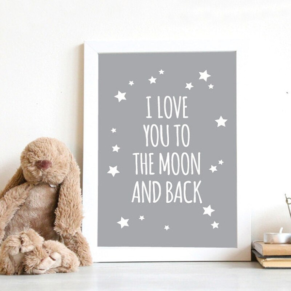 Classic Quote I Love You To The Moon And Back Nursery Wall Art Canvas Painting Cartoon Poster Pictures For Kids Rooms No Frame Wish Classic Quote I Love You To The Moon And Back Nursery Wall Art Canvas Painting Cartoon Poster Pictures For Kids Rooms No Frame Wish