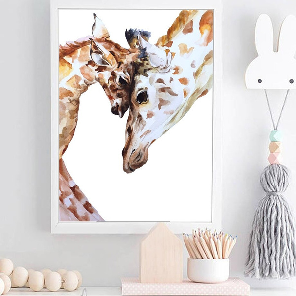 Giraffe Mother Child Animals Wall Art Canvas Painting Nordic Posters and  Prints Wall Pictures for Living Room Kids Room Decor No Frame | Wish