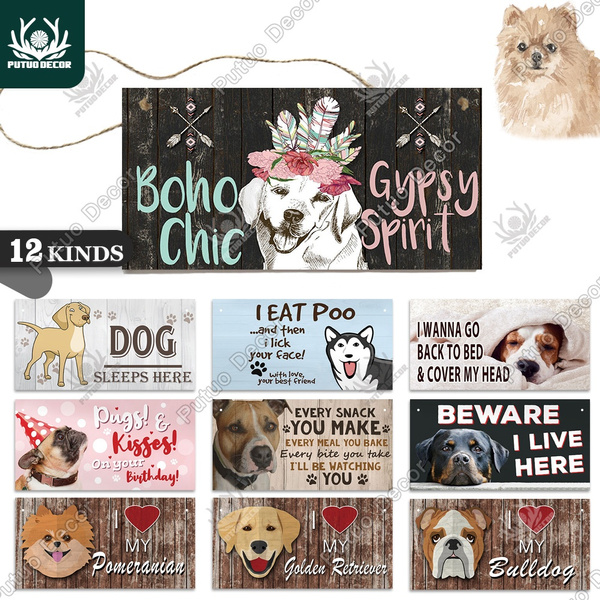 12 Kinds of Wooden Dogs Sign Hanging Plaques Signs Dog Lover Home