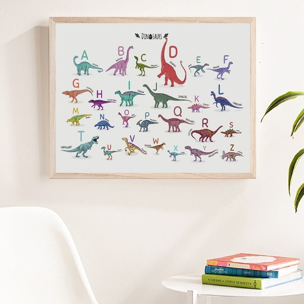 Alphabet Dinosaur Animal Print ABC Learn Letter Educational Poster Nursery  Wall Art Canvas Painting Classroom Boy Bedroom Decor No Frame | Wish
