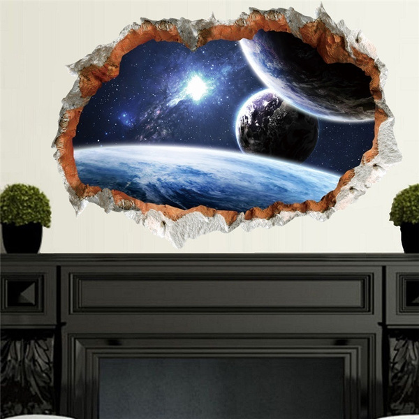 Outer Space Wall Sticker Home Decor for Kids Room Living Room Decoration 3D Effect