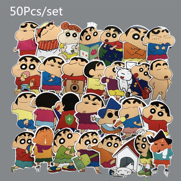 50pcs/set Anime Crayon Shin-chan Cute Funny Waterproof Cartoon Stickers  Children's Toy Sticker | Wish